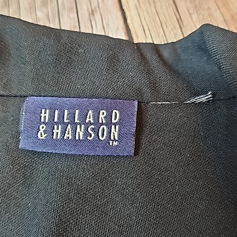 HILLARD & HANSON BLACK LINED PADDED LONG SLEEVE DRESS JACKET - Picture 9 of 10